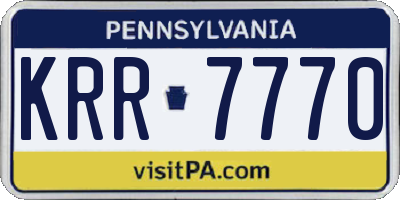 PA license plate KRR7770