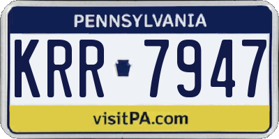 PA license plate KRR7947