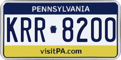 PA license plate KRR8200