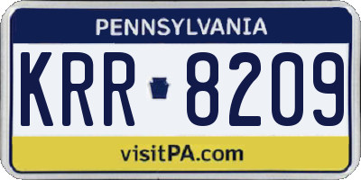 PA license plate KRR8209