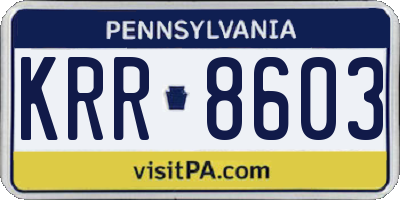 PA license plate KRR8603