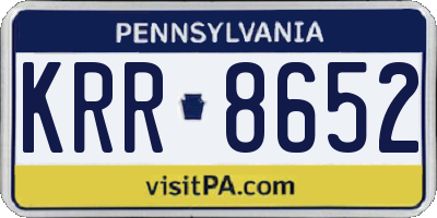 PA license plate KRR8652