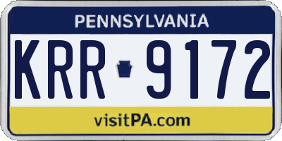 PA license plate KRR9172