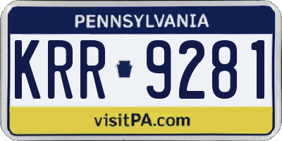 PA license plate KRR9281
