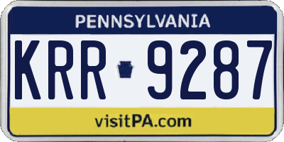 PA license plate KRR9287