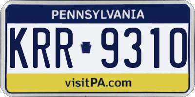 PA license plate KRR9310