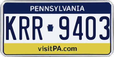PA license plate KRR9403