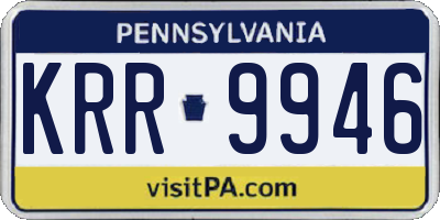 PA license plate KRR9946