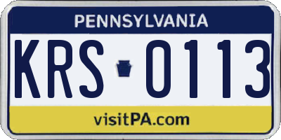 PA license plate KRS0113