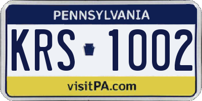 PA license plate KRS1002
