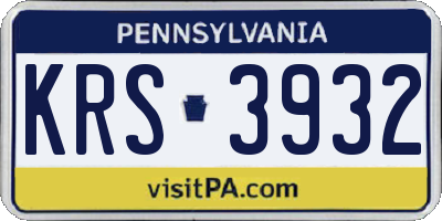 PA license plate KRS3932