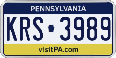 PA license plate KRS3989