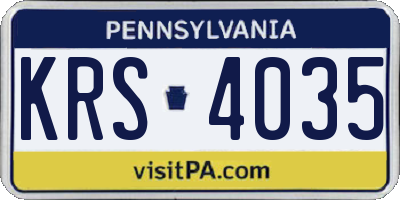 PA license plate KRS4035