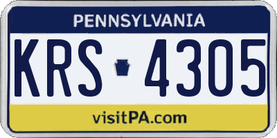 PA license plate KRS4305