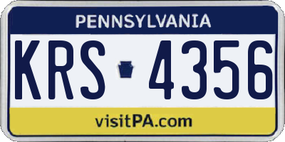 PA license plate KRS4356