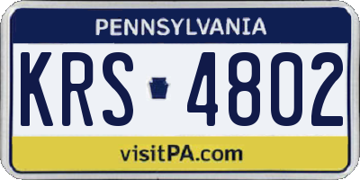 PA license plate KRS4802