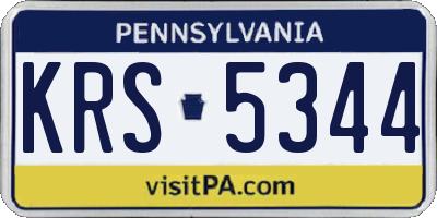 PA license plate KRS5344