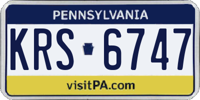 PA license plate KRS6747