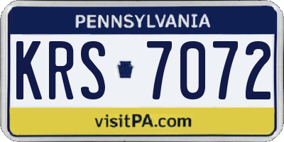 PA license plate KRS7072