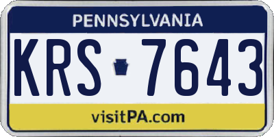 PA license plate KRS7643