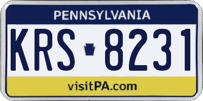 PA license plate KRS8231
