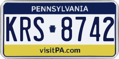 PA license plate KRS8742