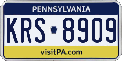 PA license plate KRS8909