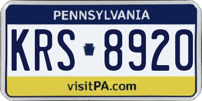 PA license plate KRS8920