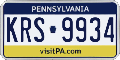 PA license plate KRS9934