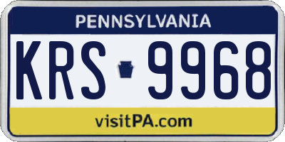 PA license plate KRS9968