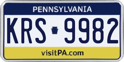 PA license plate KRS9982