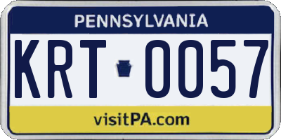 PA license plate KRT0057