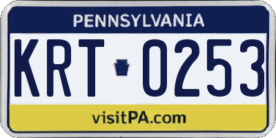 PA license plate KRT0253