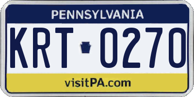 PA license plate KRT0270