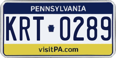 PA license plate KRT0289
