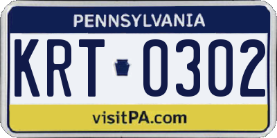 PA license plate KRT0302