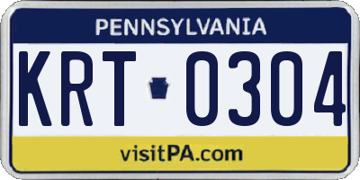 PA license plate KRT0304