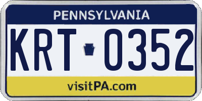PA license plate KRT0352