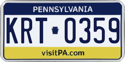 PA license plate KRT0359
