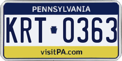 PA license plate KRT0363