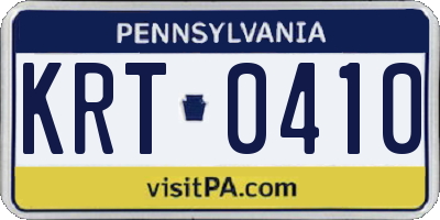 PA license plate KRT0410