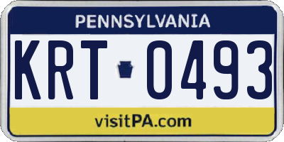 PA license plate KRT0493
