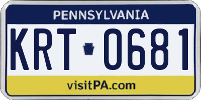 PA license plate KRT0681