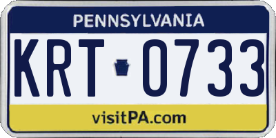 PA license plate KRT0733