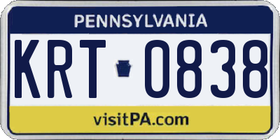PA license plate KRT0838