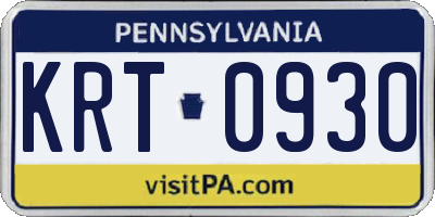 PA license plate KRT0930