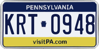 PA license plate KRT0948