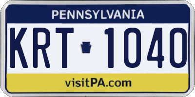 PA license plate KRT1040