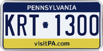 PA license plate KRT1300