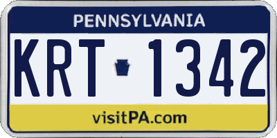 PA license plate KRT1342